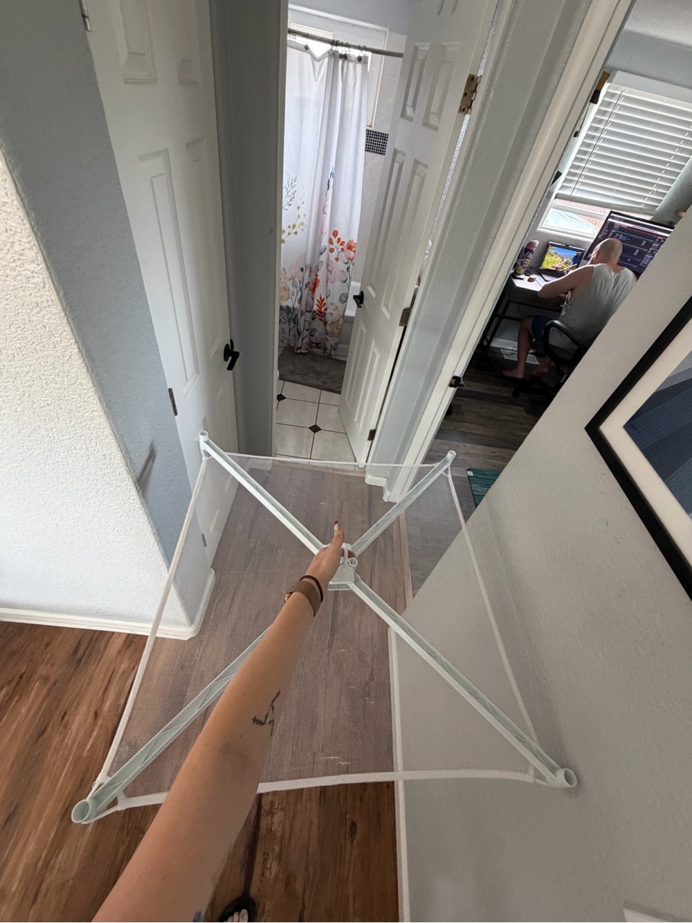 White Foldable Drying Rack with Mesh Attachment - Picture 3 of 4